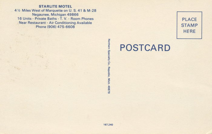 Tall Pines Motel (Starlite Motel) - Vintage Postcard (newer photo)